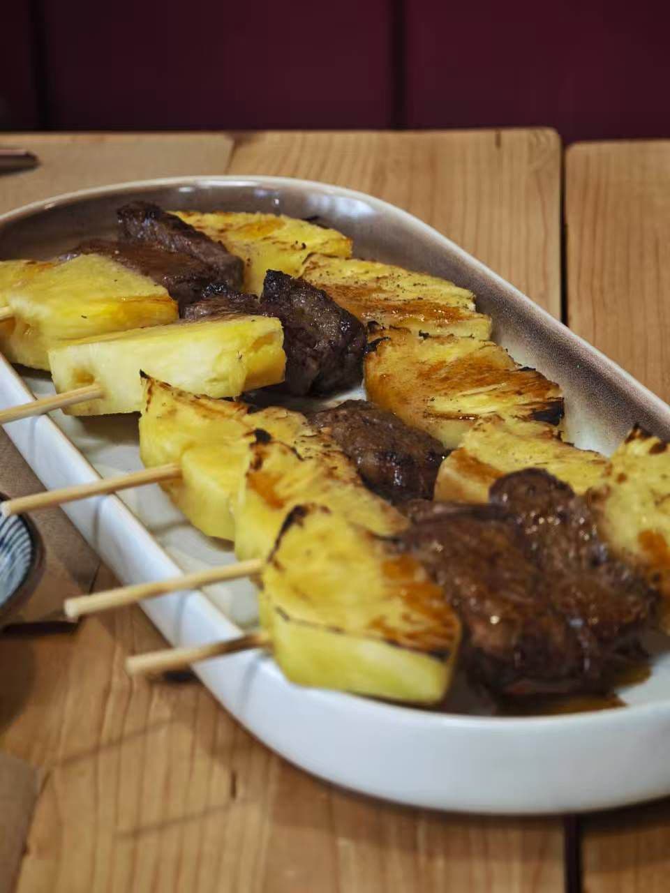 Beef & pineapple skewers